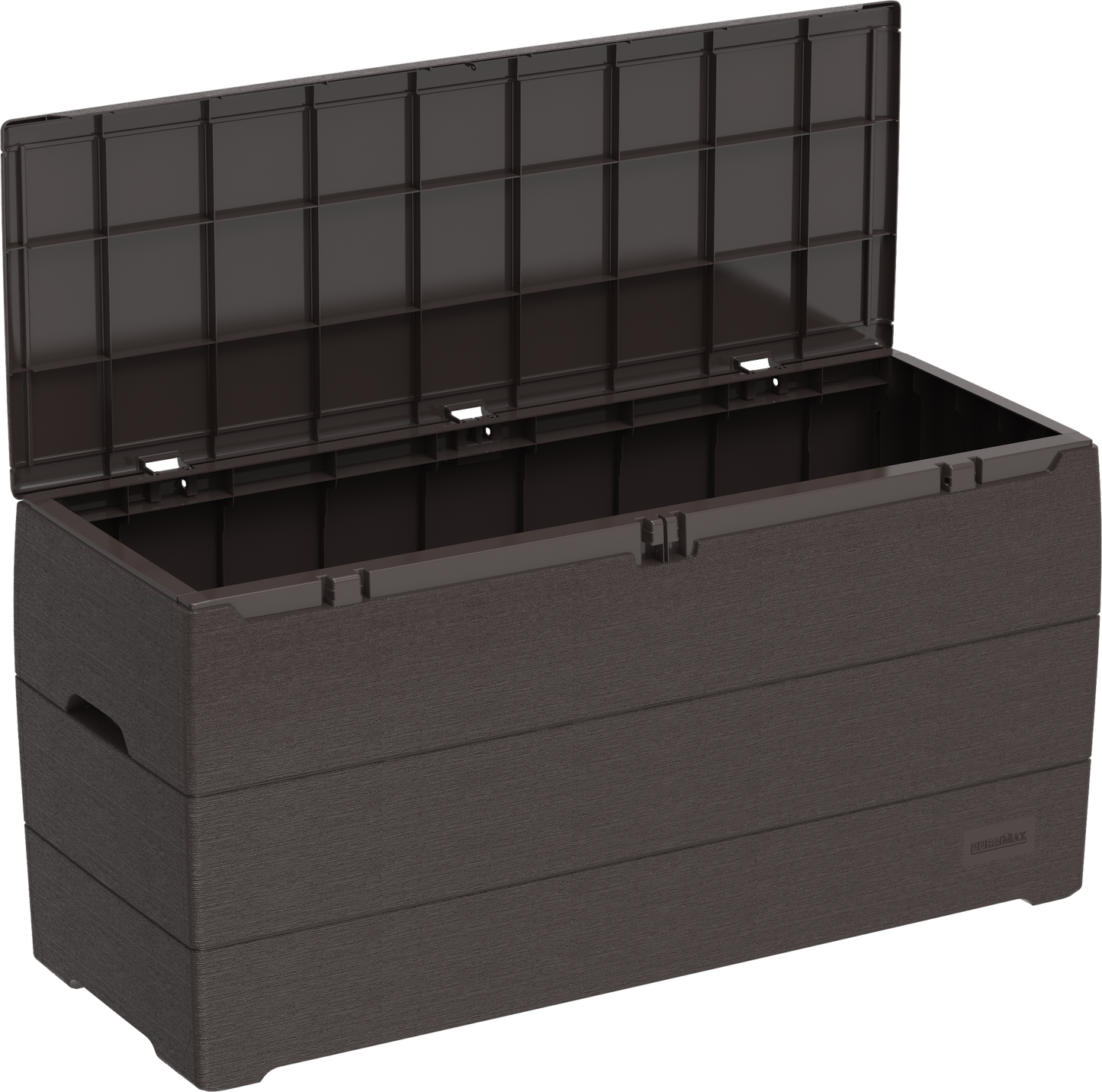 Open Box Duramax 71 Gallon Outdoor Resin Deck Box, Garden Furniture Organizer Brown