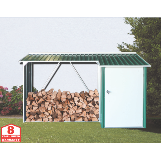 New closeout Duramax 8ft x 3ft Metal WoodStore Combo Green