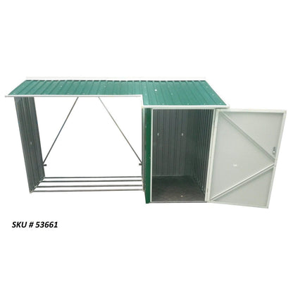 New closeout Duramax 8ft x 3ft Metal WoodStore Combo Green